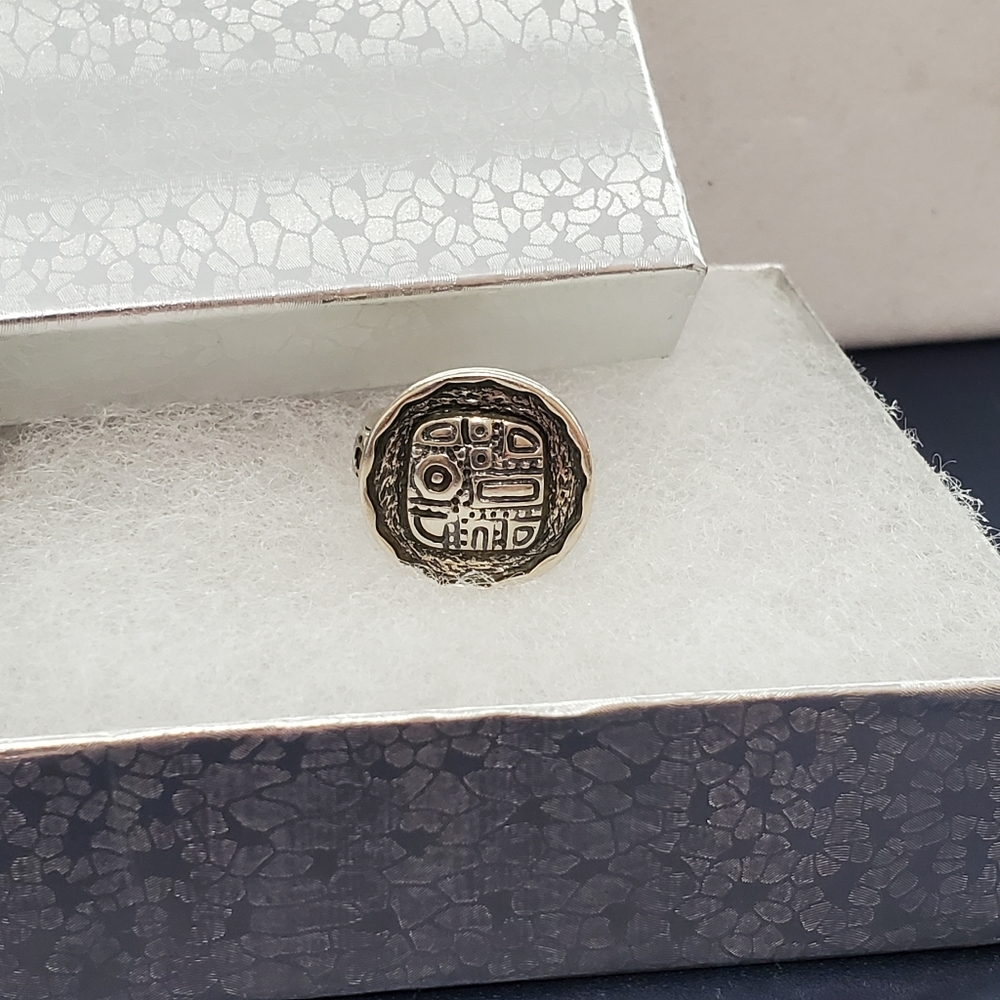 Silpada Aztec Mosaic Oxidized Sterling Silver Ring Approx.  Size 7 - Picture 9 of 15